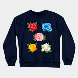 Red, Yellow, Pink, Blue & White Rose flowers collection set emoji Crewneck Sweatshirt